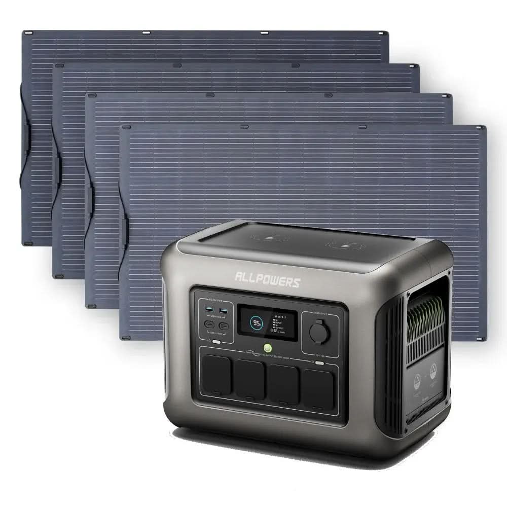 ALLPOWERS Solar Generator Kit 1600W (R1500 PLUS + SF200 200W Flexible Solar Panel)