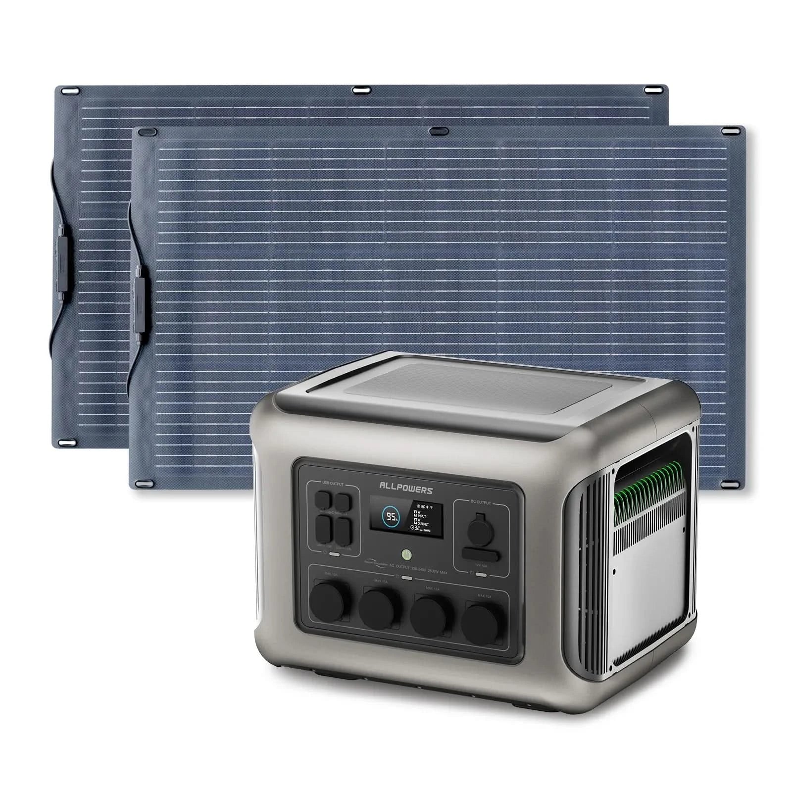 ALLPOWERS Solar Generator Kit 1600W (R1500 PLUS+ SF100 100W Flexible Solar Panel)