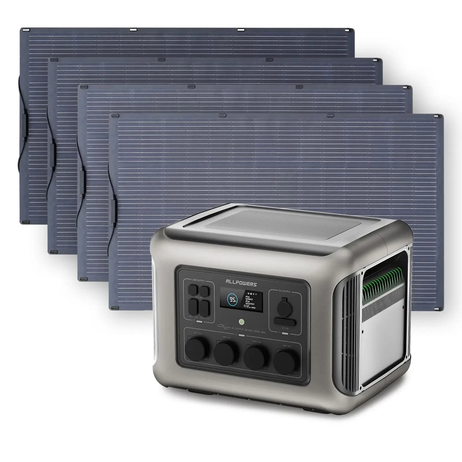 ALLPOWERS Solar Generator Kit 2500W (R2500 + SF200 200W Flexible Solar Panel)